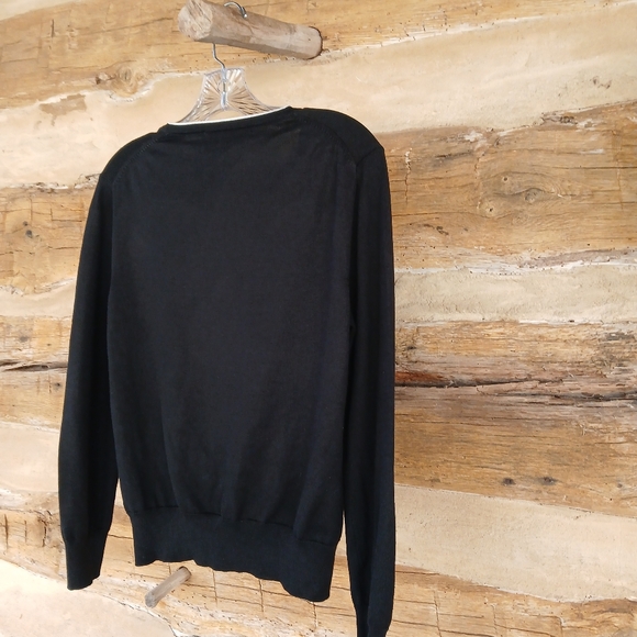 Bella Colori Black & White V Neck Silk & Cotton Cardigan Medium - Picture 8 of 9